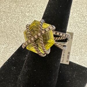 David Yurman - Cable Wrap Hex Ring - Citrine & Diamonds